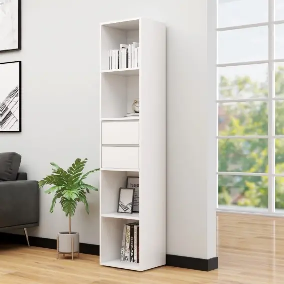 Sprawdź teraz Szafka na książki, biała, 36x30x171 cm, materiał drewnopochodny Lumarko! - Hurtownia wielobranżowa Lumarko